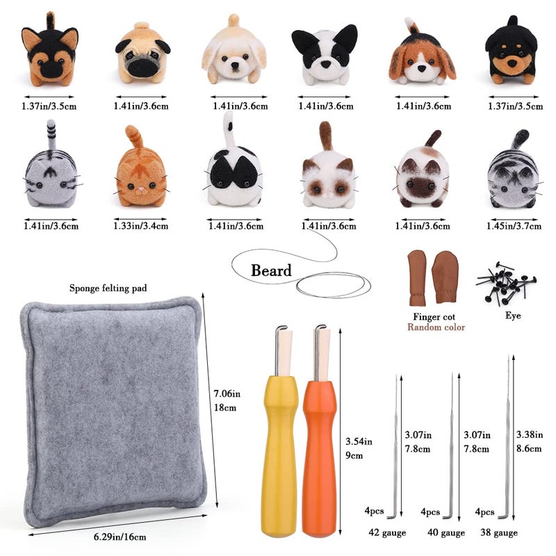 Mayboos Needle Felting Kit, 12 Pieces Doll Making Wool Needle Felting Starter Kit with Instruction, Felting Foam Mat and DIY Needle Felting Supply for DIY Craft Animal Home Decoration - Image 2