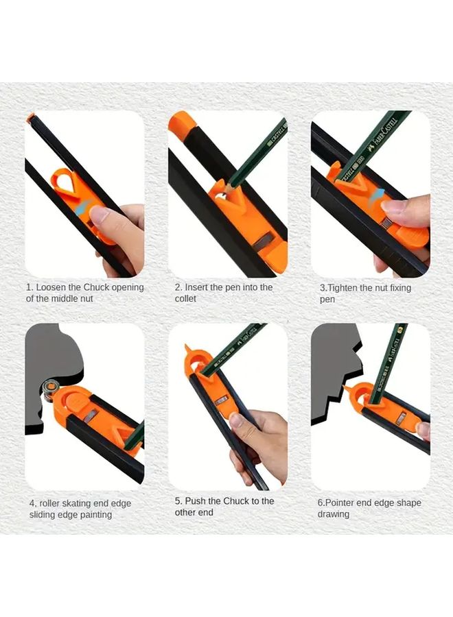 Orange Woodworking Tool Set Adjustable Curve Ruler Locking Mechanism Plastic Metal - Image 5