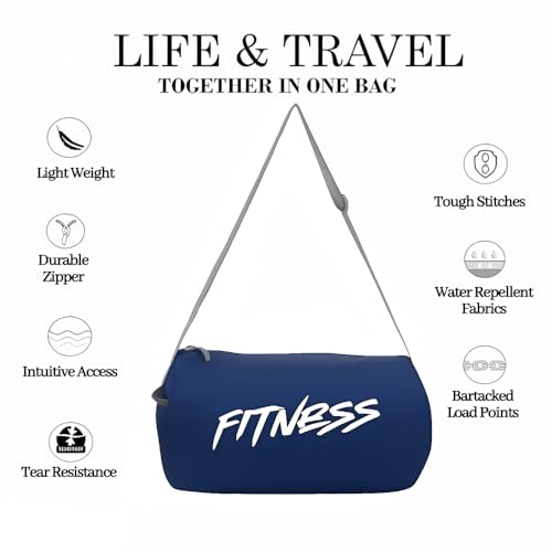 Myfav MY FAV Basic Duffle Polyester Bag for Men & Women | Gym Bag | Unisex Gym Bags | Adjustable Shoulder Strap | Side Mesh Pocket | Gym Duffle Bag | Capacity – 21 litres (Navy Blue) - Image 3