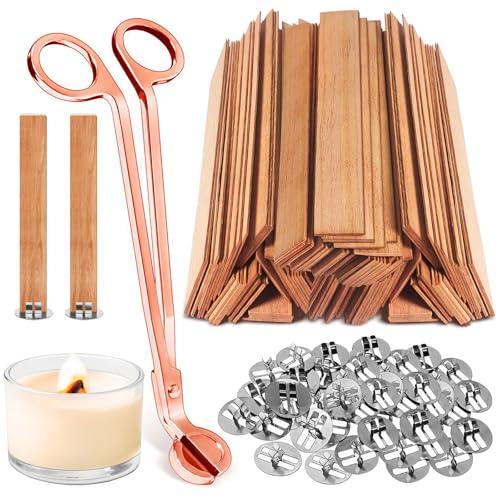 CollectHall 120 Pcs Extra Thick Wood Wicks, Wide Wood Wicks for Candles Making with Wick Trimmer, Wooden Wicks 5.1×0.75×0.04 Inches for 8 oz Candle Jar, Long-Lasting Flame, Easy to Burn (60 Sets) - Image 1
