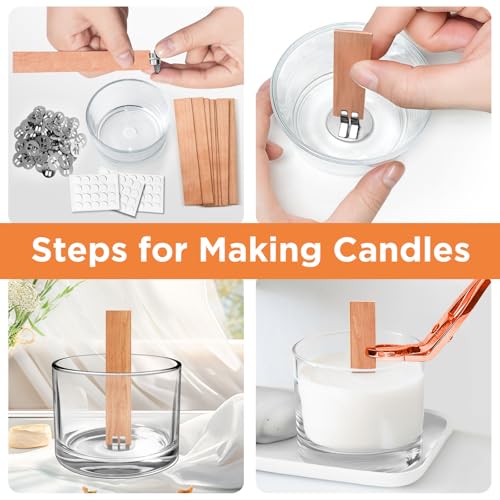 CollectHall 120 Pcs Extra Thick Wood Wicks, Wide Wood Wicks for Candles Making with Wick Trimmer, Wooden Wicks 5.1×0.75×0.04 Inches for 8 oz Candle Jar, Long-Lasting Flame, Easy to Burn (60 Sets) - Image 4