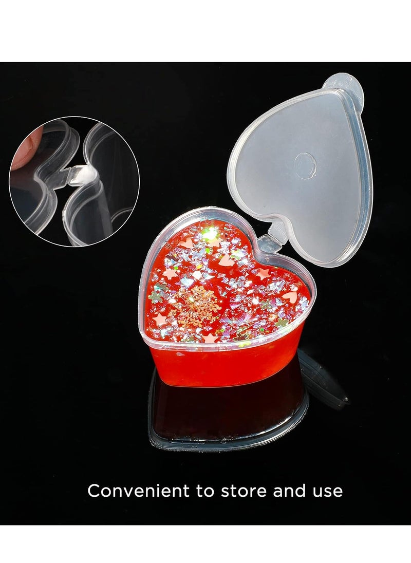 50PCS Plastic Disposable Portion Cups with Leak-Proof Lids, Souffle Cups, Jello Cups, Small Condiment Containers, Dipping Sauce Cup, Salad Dressing Containers, Heart-Shape for DIY Art Craft Make 45ML