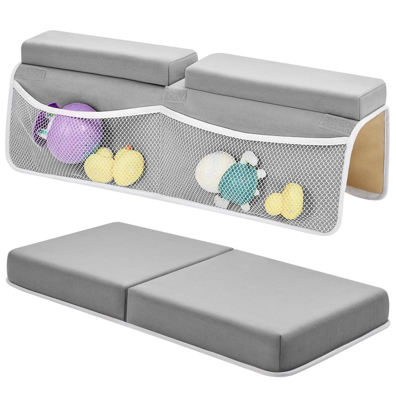 IFNOW Baby Bath Kneeler and Elbow Rest Pad Set - 26'' Extra Long and 2.4'' Thick, Quick Dry Kneeling Pad for Bathing Baby with Knee & Arm Support, Foldable Non-Slip Bathtub Mat with Toys Organizer - Image 1