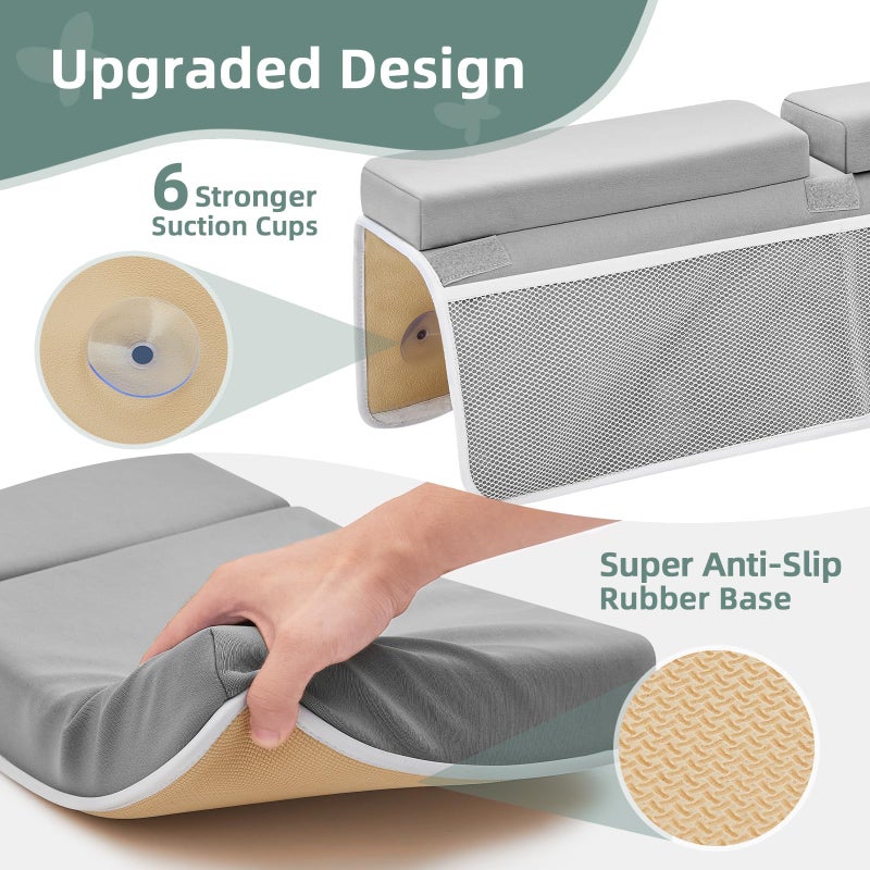 IFNOW Baby Bath Kneeler and Elbow Rest Pad Set - 26'' Extra Long and 2.4'' Thick, Quick Dry Kneeling Pad for Bathing Baby with Knee & Arm Support, Foldable Non-Slip Bathtub Mat with Toys Organizer - Image 5