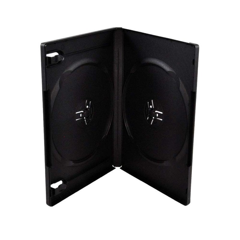 Maxtek 14mm Black Standard Double Capacity DVD Case and Outter Clear Sleeve, 25 Pieces Pack - Image 1