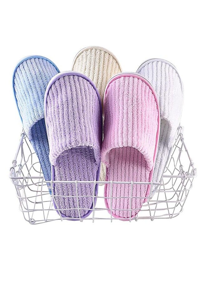 Hanayo 5 Pairs Disposable Slippers Soft SPA Slippers Casual Non-Slip Hotel Slippers for Hotel Travel Guest and Home(Multicolour) - Image 2