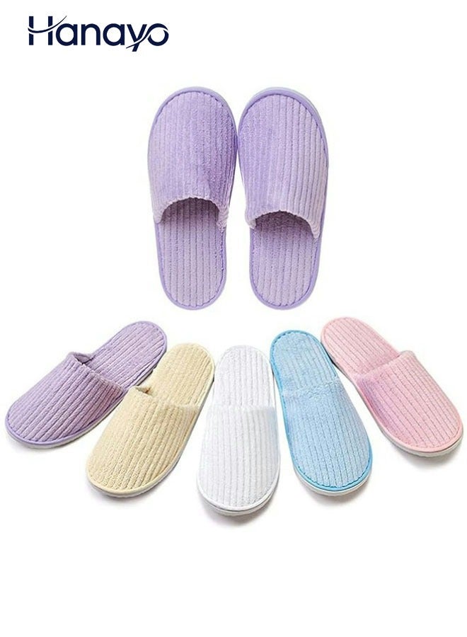 Hanayo 5 Pairs Disposable Slippers Soft SPA Slippers Casual Non-Slip Hotel Slippers for Hotel Travel Guest and Home(Multicolour) - Image 1