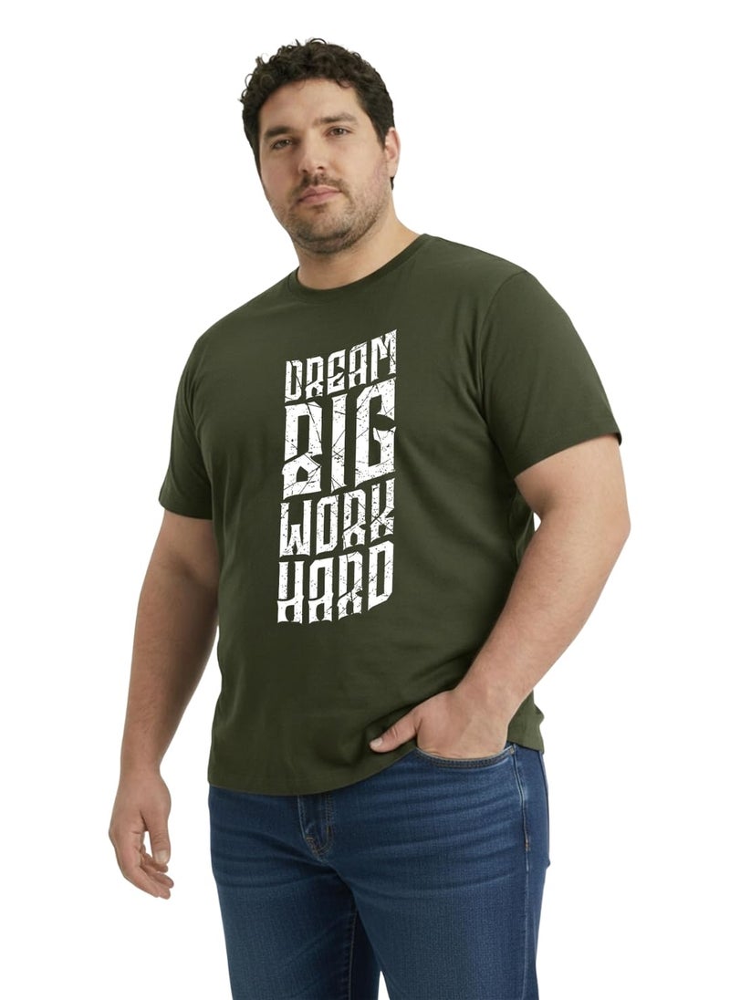 Toodlegram Men Plus Size Cotton Printed T-Shirt Half Sleeve Round Neck Regular Fit Casual Wear 3XL–9XL Olive Green - Image 1