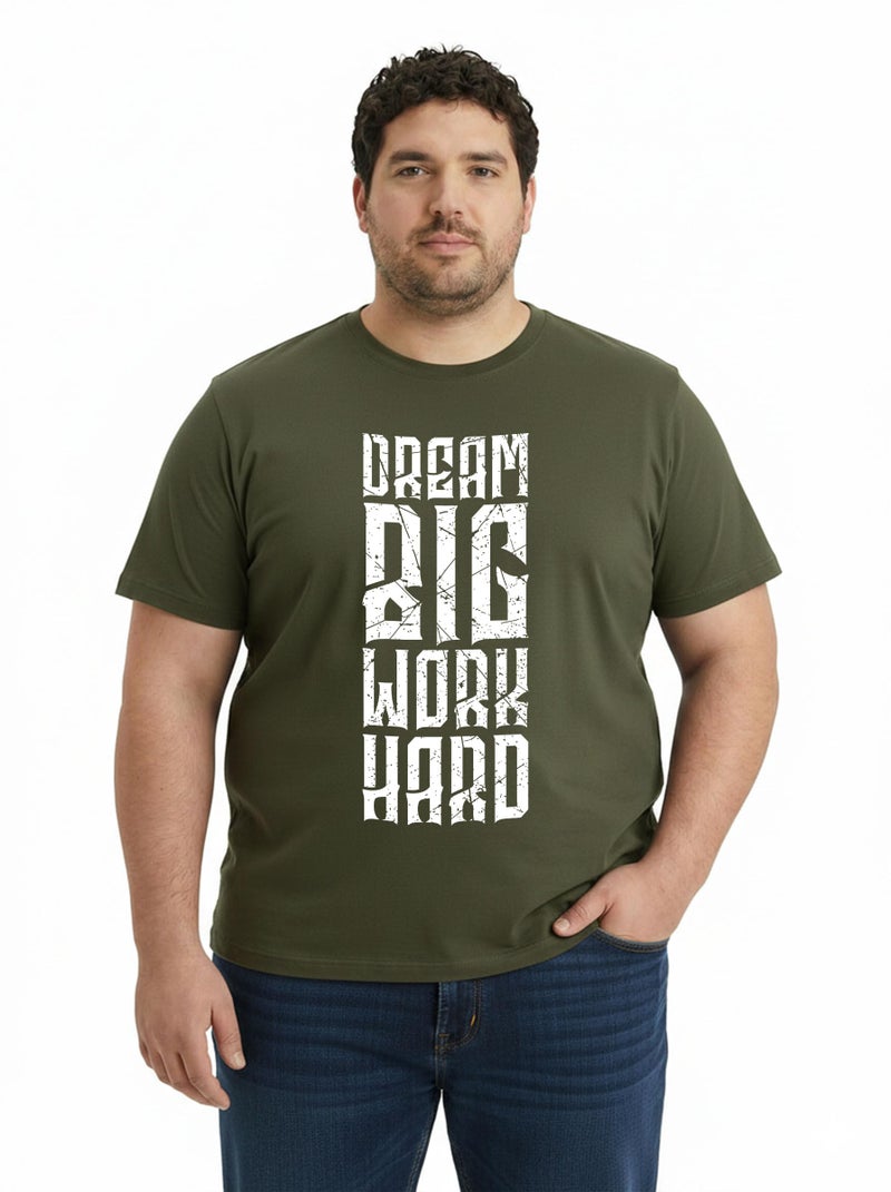 Toodlegram Men Plus Size Cotton Printed T-Shirt Half Sleeve Round Neck Regular Fit Casual Wear 3XL–9XL Olive Green - Image 2