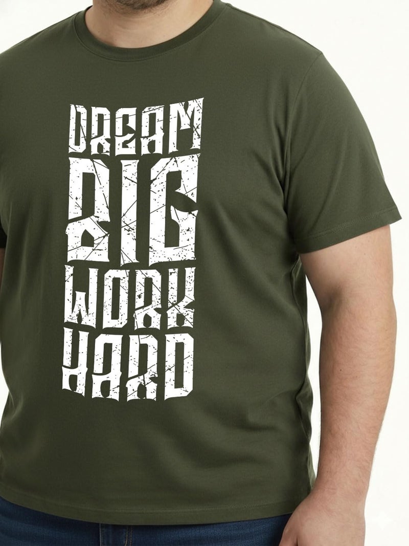 Toodlegram Men Plus Size Cotton Printed T-Shirt Half Sleeve Round Neck Regular Fit Casual Wear 3XL–9XL Olive Green - Image 5
