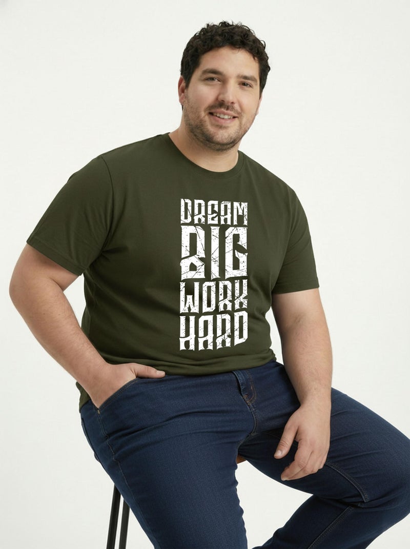 Toodlegram Men Plus Size Cotton Printed T-Shirt Half Sleeve Round Neck Regular Fit Casual Wear 3XL–9XL Olive Green - Image 4