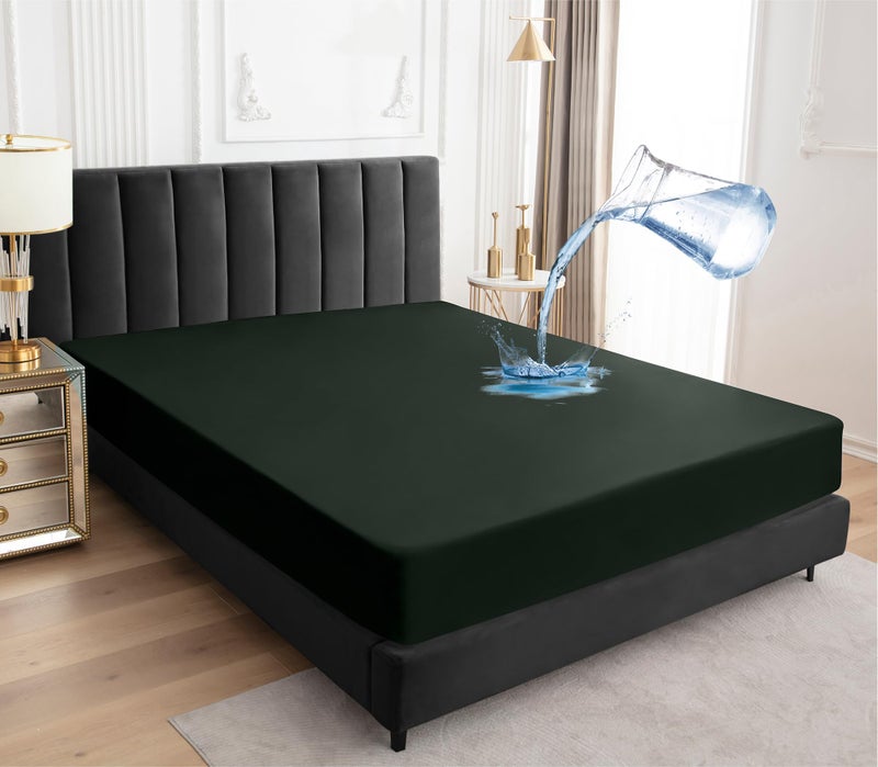 Sufdari Twin XL Mattress Protector Waterproof Mattress Protector Fitted Sheet Style Mattress Cover with 18"" Deep Pocket Washable and Comfortable-Green Twin XL - Image 1