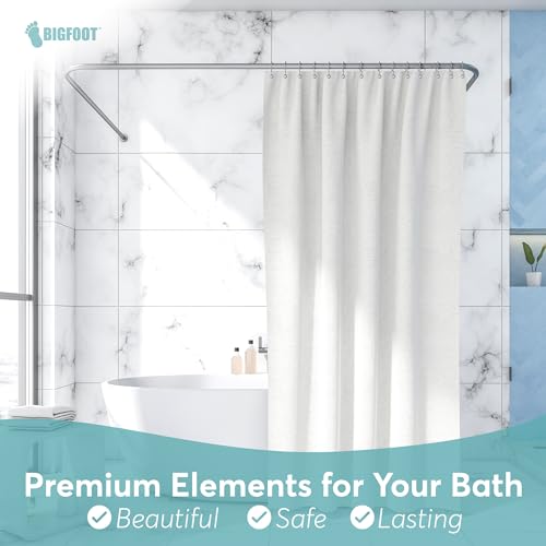 BIG FOOT BigFoot Shower Curtain Hooks, Stainless Steel, Rust Resistant, Easy Installation & Smooth Glide, Fits Standard Shower Rods, 2 Hook Rings Hold Liners & Curtains, 12 Pieces, Nickel Color - Image 5