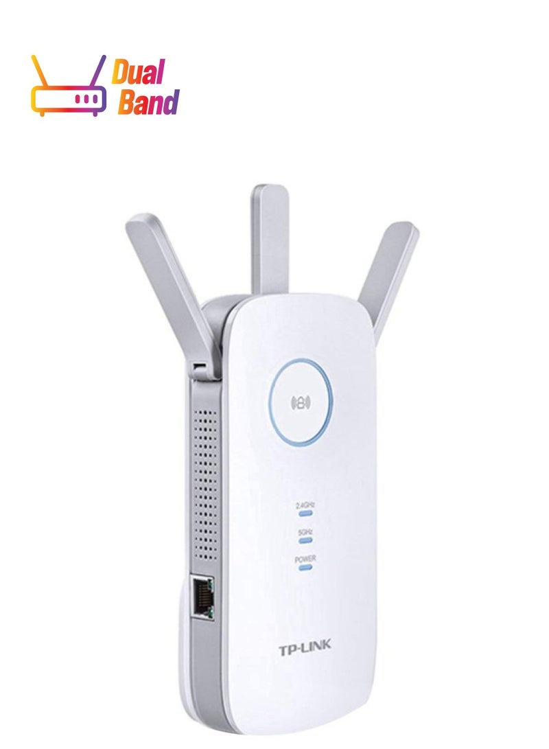 تي بي لينك موسع نطاق واي فاي AC1750، 3 هوائيات خارجية، مزدوج النطاق 5GHz و 2.4GHz، متوافق مع EasyMesh، يصل إلى 1300Mbps معدل الإشارة، RE450 - Image 1