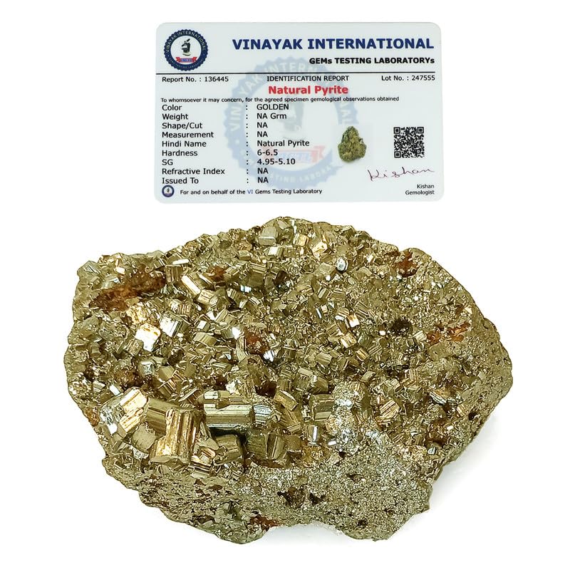 Crystu AAA Natural Certified Pyrite Rough Stone Pyrite Stone Original Pyrite Raw Stone Pyrite Raw Cluster from Peru Weight 1000 gram - Image 1