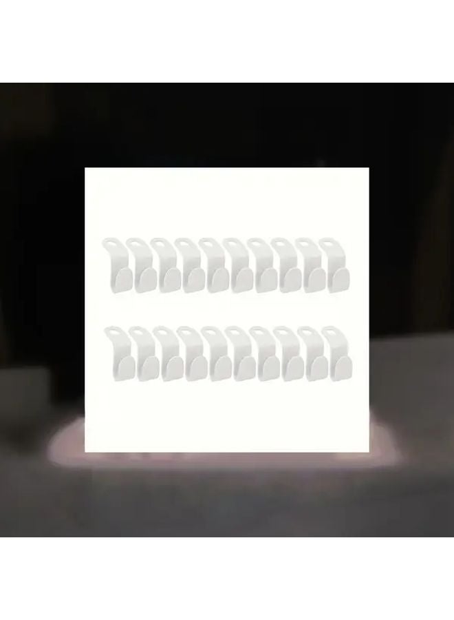 20 White Plastic Hanger Connectors Space Saving Wall Organizers Durable Wardrobe Storage - Image 1