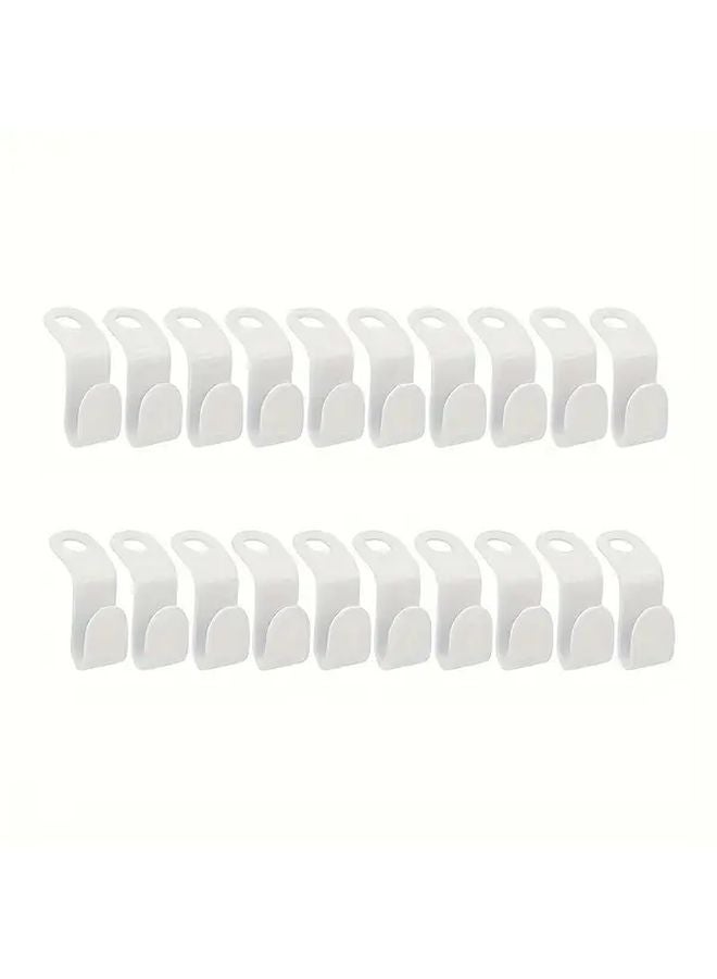 20 White Plastic Hanger Connectors Space Saving Wall Organizers Durable Wardrobe Storage - Image 3