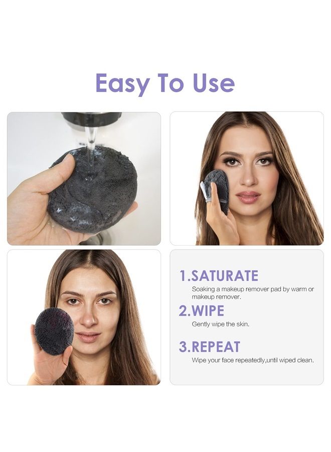 SUNLAND Reusable Makeup Remover Pads for Face,Eyes,Lips Microfiber Face Cleansing Gloves Washable Makeup Remover Cloth with Laundry Bag Rounds Pads - Image 4