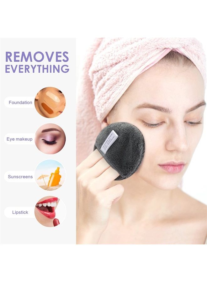 SUNLAND Reusable Makeup Remover Pads for Face,Eyes,Lips Microfiber Face Cleansing Gloves Washable Makeup Remover Cloth with Laundry Bag Rounds Pads - Image 5