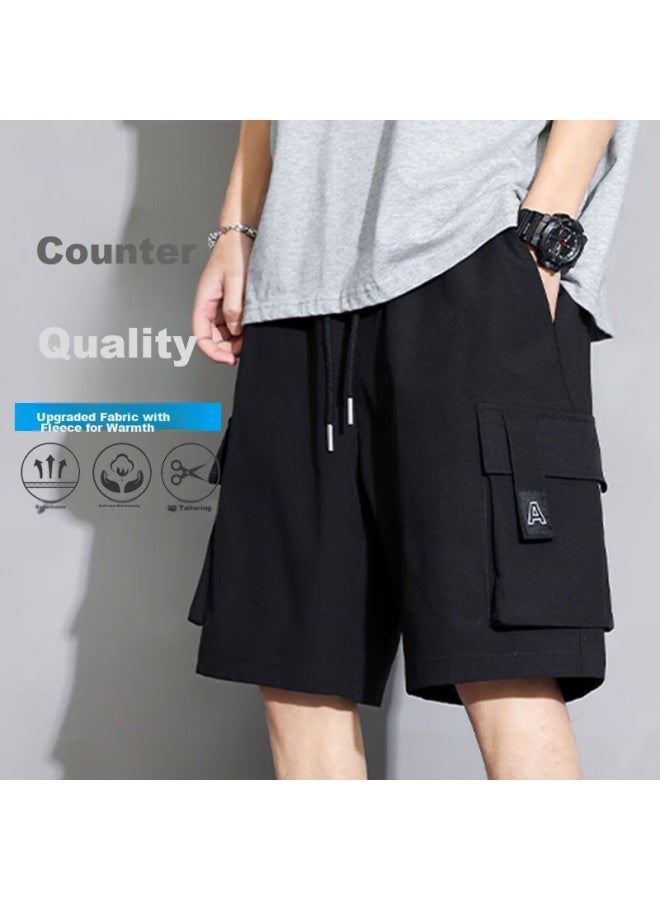 I'm David Men's Cargo Shorts, Summer Loose Fit, Trendy Sports Casual Wear, Men's Knee-length Shorts, Black, XL - Image 1
