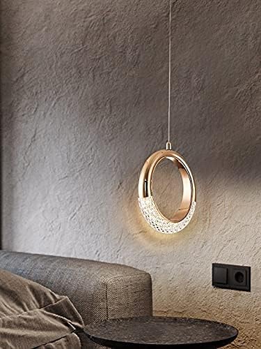 CITRA LED Acrylic Crystal Hanging 1-Light Ring Pendant Ceiling Light (Warm White, Golden) - Image 2