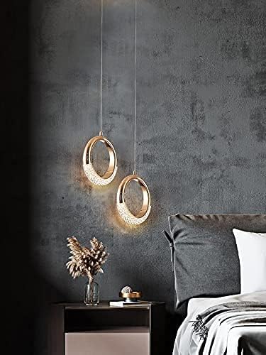 CITRA LED Acrylic Crystal Hanging 1-Light Ring Pendant Ceiling Light (Warm White, Golden) - Image 4