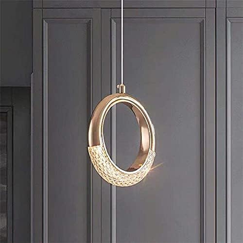 CITRA LED Acrylic Crystal Hanging 1-Light Ring Pendant Ceiling Light (Warm White, Golden) - Image 5