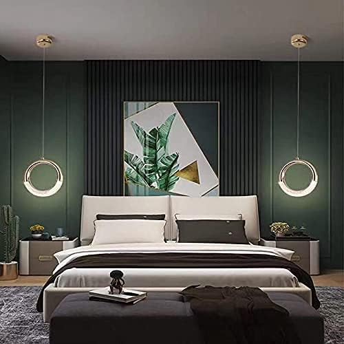 CITRA LED Acrylic Crystal Hanging 1-Light Ring Pendant Ceiling Light (Warm White, Golden) - Image 3