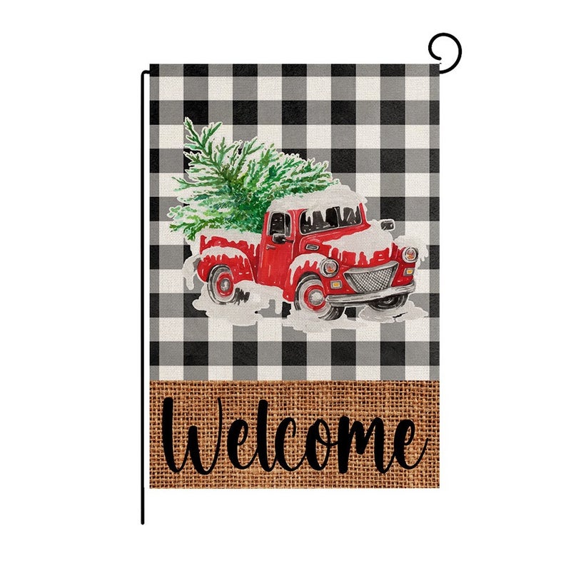 New Christmas Garden Flag Linen Outdoor Nordic Linen Courtyard Decorative Flag Home - Image 1