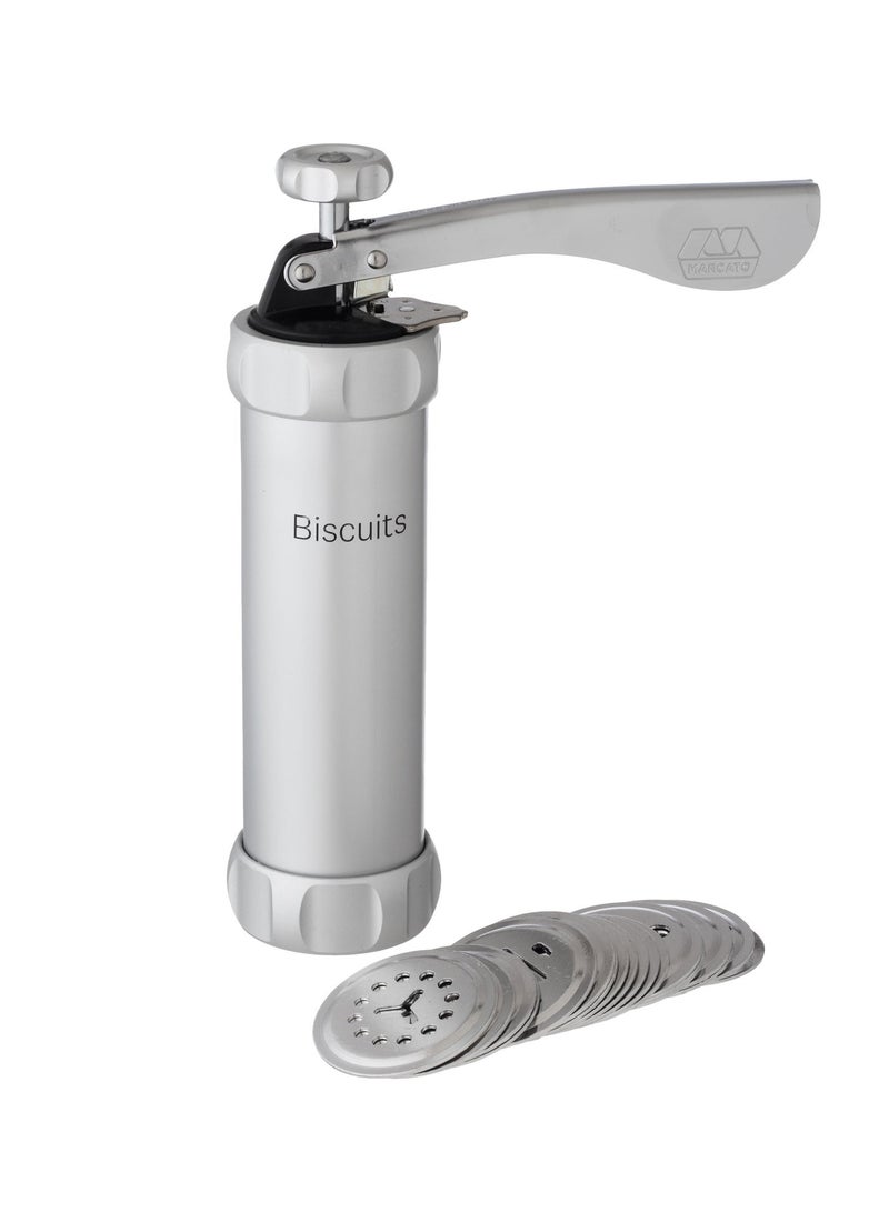 ماركاتو ماكينة صنع البسكويت والكوكيز ايطالي 🇮🇹✨ ماكينة تشكيل البسكويت الإيطالية الأصلية – لمسة احترافية في مطبخك 🍪استمتع بجودة الصناعة الإيطالية الفاخرة مع ماكينة البسكويت التي تجمع بين الأناقة والأداء العالي 🇮🇹💎 مصممة بعناية لتمنحك نتائج مثالية وكأنك في مخبز إيطالي محترف! 👨‍🍳🔥  🍪 أكثر من 20 شكل مبتكر لإبداع بلا حدود 🔧 تصميم متين وسهل الاستخدام ✨ جودة إيطالية تضمن لك أداء طويل الأمد 🎁 خيار رائع للهدايا ولمحبي الحلويات  اجعل كل قطعة بسكويت تحفة فنية بطابع إيطالي أصيل! 😍👌 - Image 2