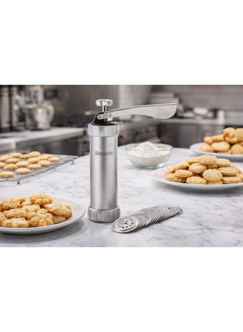 ماركاتو ماكينة صنع البسكويت والكوكيز ايطالي 🇮🇹✨ ماكينة تشكيل البسكويت الإيطالية الأصلية – لمسة احترافية في مطبخك 🍪استمتع بجودة الصناعة الإيطالية الفاخرة مع ماكينة البسكويت التي تجمع بين الأناقة والأداء العالي 🇮🇹💎 مصممة بعناية لتمنحك نتائج مثالية وكأنك في مخبز إيطالي محترف! 👨‍🍳🔥  🍪 أكثر من 20 شكل مبتكر لإبداع بلا حدود 🔧 تصميم متين وسهل الاستخدام ✨ جودة إيطالية تضمن لك أداء طويل الأمد 🎁 خيار رائع للهدايا ولمحبي الحلويات  اجعل كل قطعة بسكويت تحفة فنية بطابع إيطالي أصيل! 😍👌 - Image 1