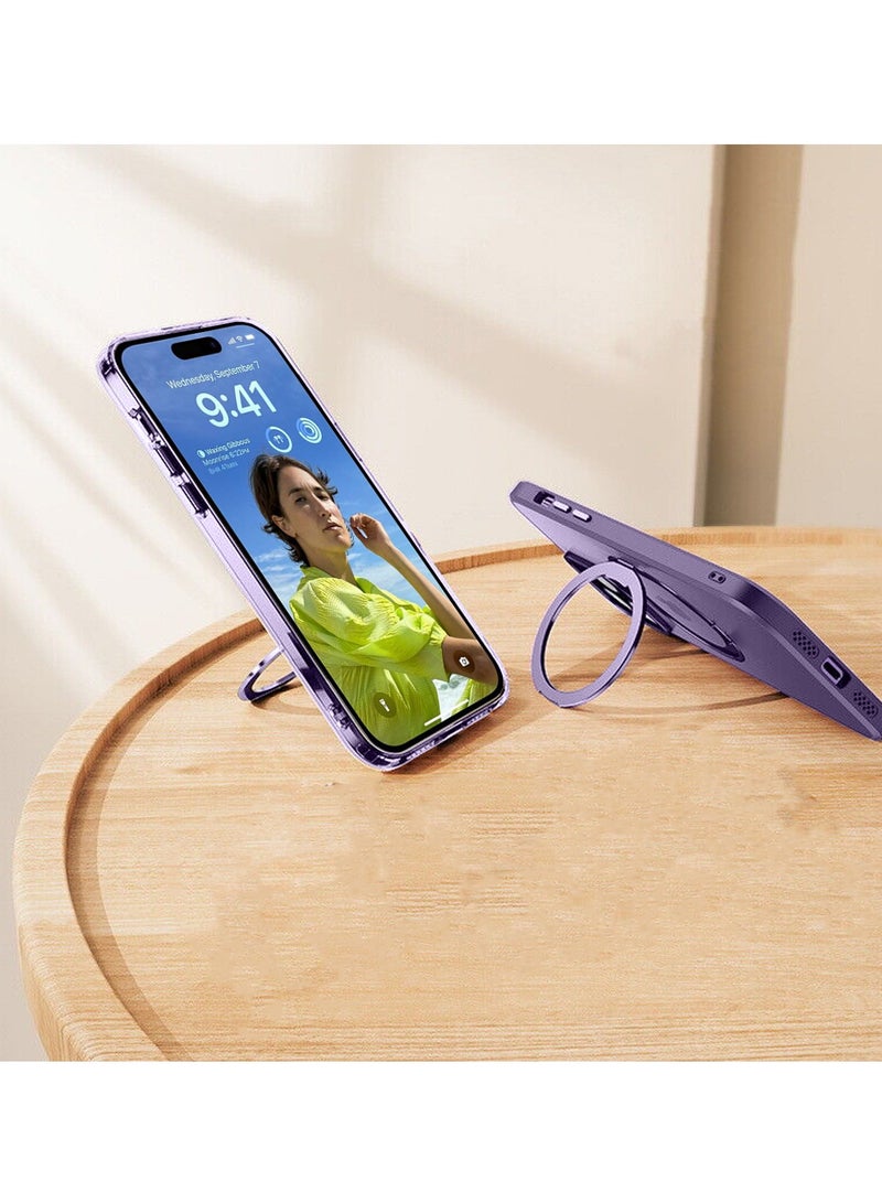 Wtech Silicone Magsafe With Large Finger Hand Ring Grip Raised Bavel Camera Hole With Lens Protectors Case Cover For Apple iPhone 15 Pro Max 2023 Eggplant Purple - Image 3