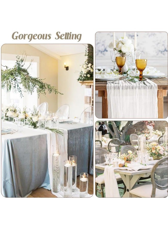 BLUETOP 3 Pack White Cheesecloth Table Runner - 10Ft Gauze Cheese Cloth Table Runner 35x120 Inch Long Romantic Ivory Table Runner for Wedding Bridal Baby Shower Boho Table Decoration - Image 4
