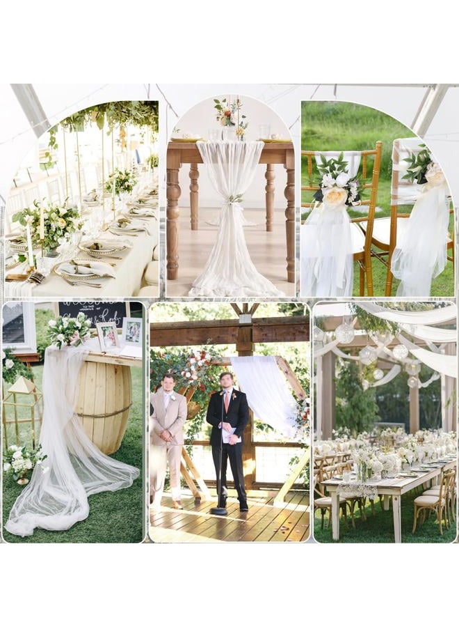 BLUETOP 3 Pack White Cheesecloth Table Runner - 10Ft Gauze Cheese Cloth Table Runner 35x120 Inch Long Romantic Ivory Table Runner for Wedding Bridal Baby Shower Boho Table Decoration - Image 5