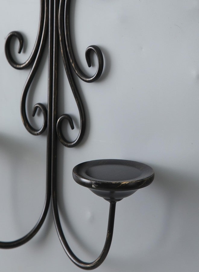 SOFE Metal Black Candle Sconces Set of 2, Double Arm Rustic Wall Candle Holders for Pillar Candles 16 Inches Long, Hanging Candle Wall Sconces for Hallway, Fireplace, Living Room - Image 4