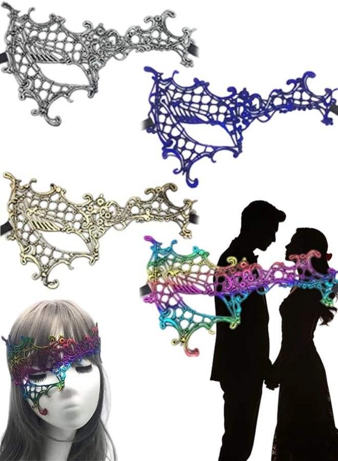 4PCS Masquerade Mask for Women Venetian Halloween Lace Mask for Party Costume Cosplay Carnival Mardi Gras - Image 1