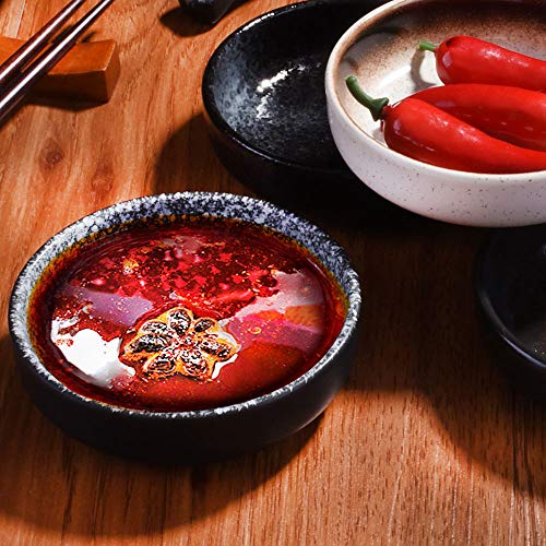 Cerficer Japanese Retro Soy Sauce Dish Set of 4 Ceramic Dipping Bowls Sushi Dish Set for Salad Seasoning Spice - Image 5