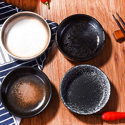 Cerficer Japanese Retro Soy Sauce Dish Set of 4 Ceramic Dipping Bowls Sushi Dish Set for Salad Seasoning Spice - Image 3