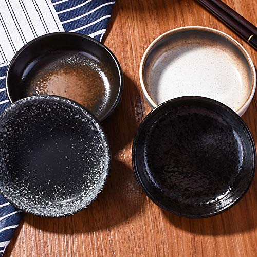 Cerficer Japanese Retro Soy Sauce Dish Set of 4 Ceramic Dipping Bowls Sushi Dish Set for Salad Seasoning Spice - Image 4