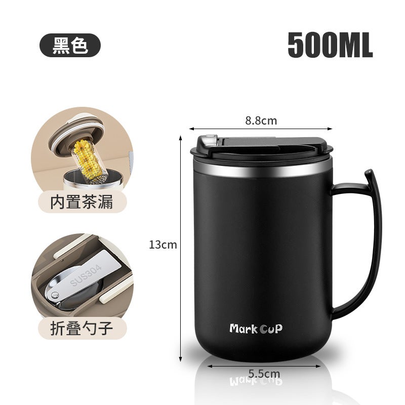 304 Stainless Steel Travel Mug with Infuser 500ml black 