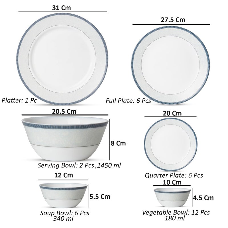 Crocera LaOpala Diva Amaya Blue 33 Pcs Dinner Set Sovrana Collection Blue Super White Microwave Dishwasher Safe OpalGlass - Image 4