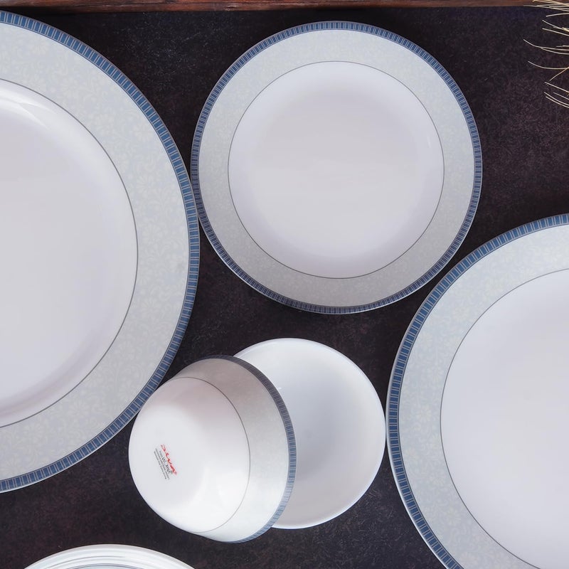 Crocera LaOpala Diva Amaya Blue 33 Pcs Dinner Set Sovrana Collection Blue Super White Microwave Dishwasher Safe OpalGlass - Image 2