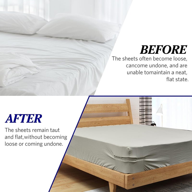 Bed Sheet Holders Anti Slip 4 Pack Bed Sheet Clips Anti Slip Fastener Clips Heavy Duty Fitted Sheet Holder with Corner Straps Fits All Mattress Sizes - Image 3