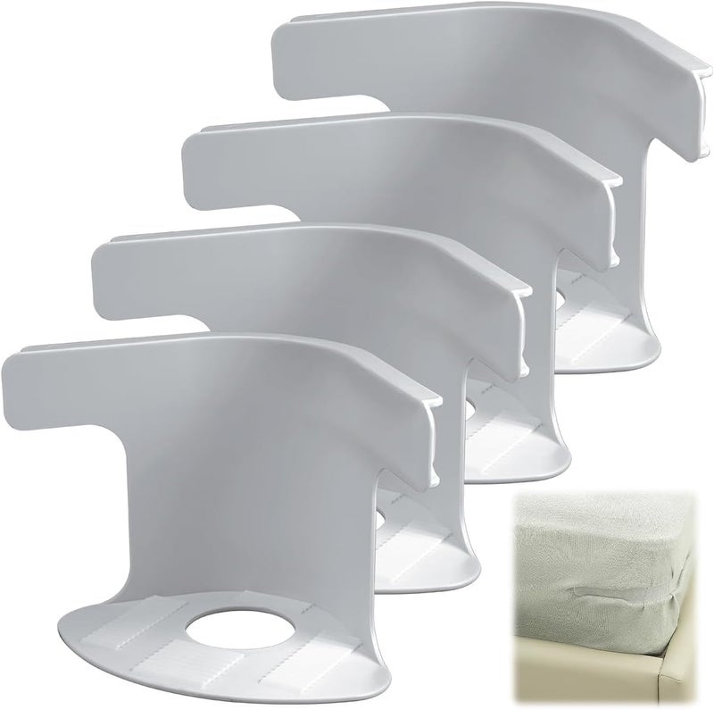 Bed Sheet Holders Anti Slip 4 Pack Bed Sheet Clips Anti Slip Fastener Clips Heavy Duty Fitted Sheet Holder with Corner Straps Fits All Mattress Sizes - Image 1