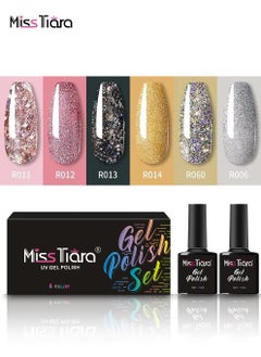 MissTiara Gel Nail Polish, Nail glue,6-Piece UV and LED Gel Nail Polish Set Multicolour Long Lasting Nail Gel Polish DIY nail art at home  - Image 1