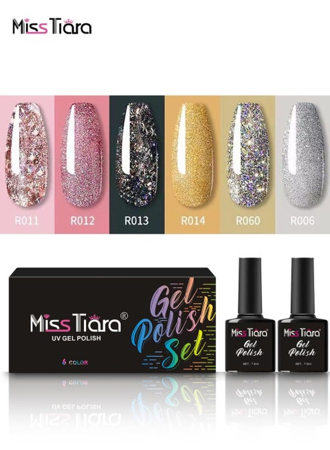 Gel Nail Polish, Nail glue,6-Piece UV and LED Gel Nail Polish Set Multicolour Long Lasting Nail Gel Polish DIY nail art at home