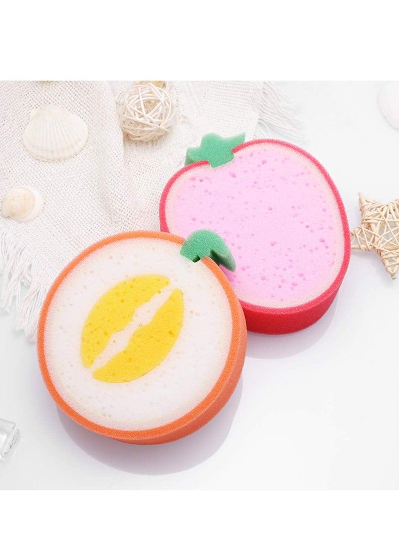 أوزيغالور 4 قطع إسفنجات لتنظيف الجسم على شكل فاكهة، مقشر حمام لتقشير البشرة الرطبة أو الجافة. - Image 5