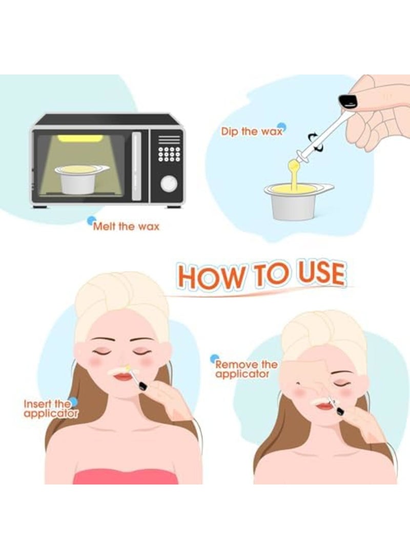 SYOSI Nose Hair Removal Waxing Kit for Men and Women – 6-Pack Travel Set with 12 Applicators & Moustache Tape, Nose Face Hair Removal Nasal Wax Kit at Home - Image 4