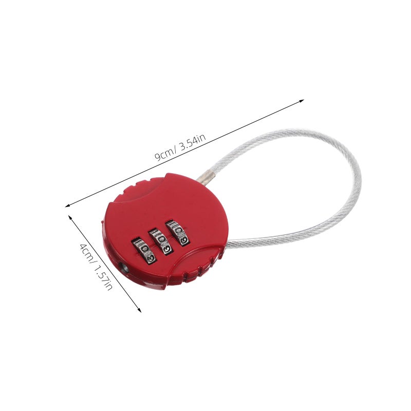 Red Waterproof Combination Cable Padlock for Luggage Backpack Gym Outdoor Travel Suitcase Security Lock - Image 3