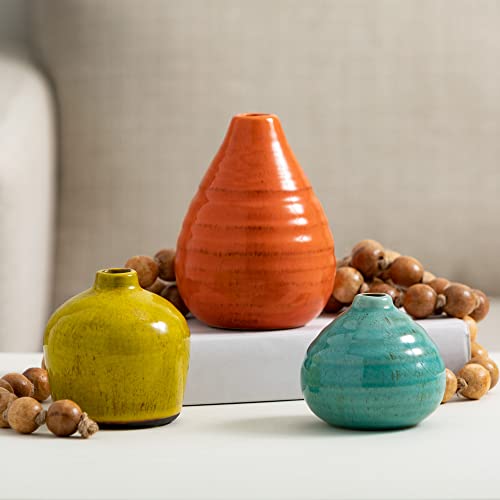 Sullivans Ceramic Vase Set- 3 Small Vases, Rustic Home Décor, Modern Farmhouses; Ideal Shelf Décor, Table Décor, Bookshelf, Mantle, Multicolored (CM2219) - Image 3